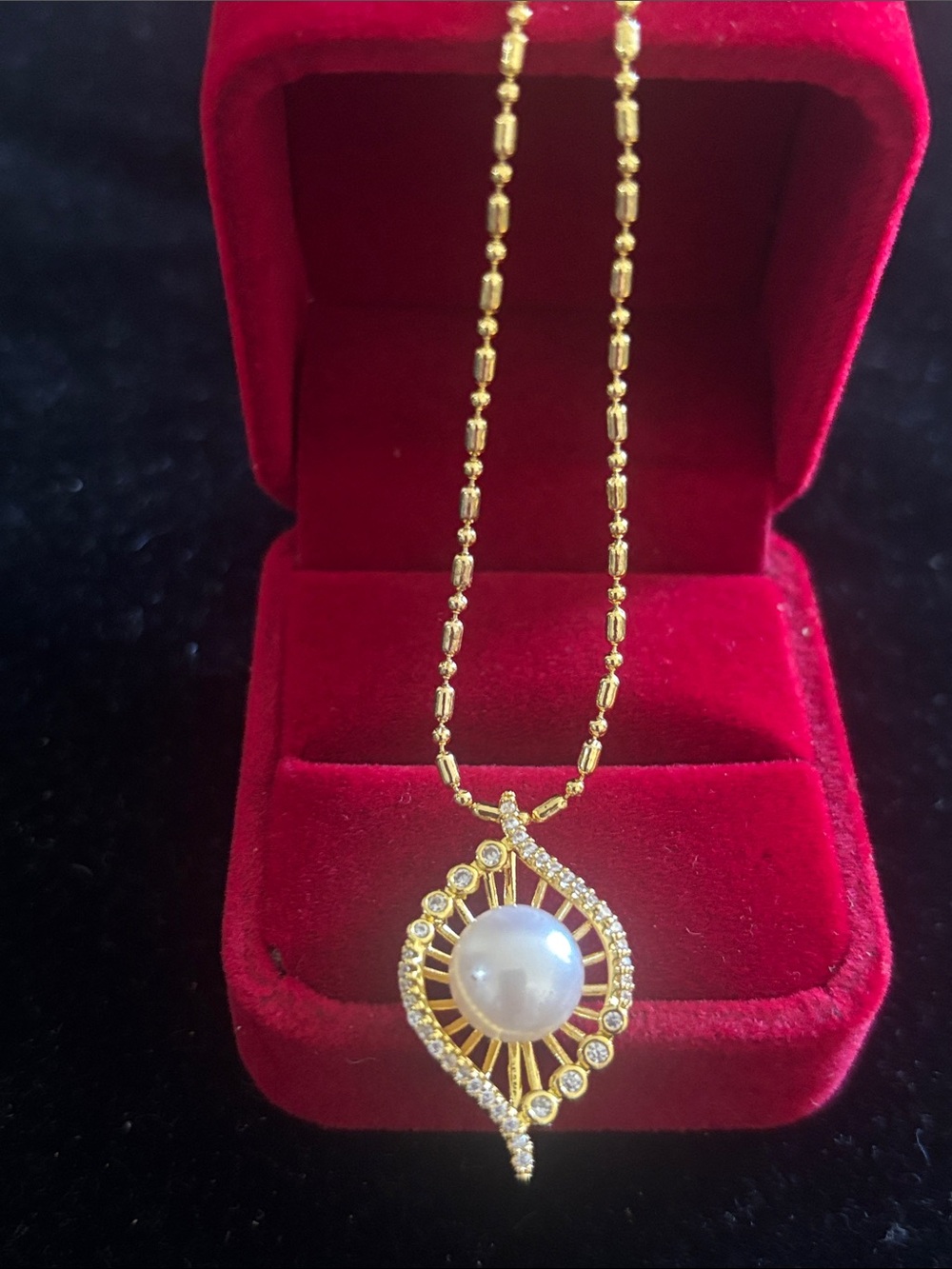 22” 18k GF South Sea Pearl with Cubic Zirconia Stone Necklace